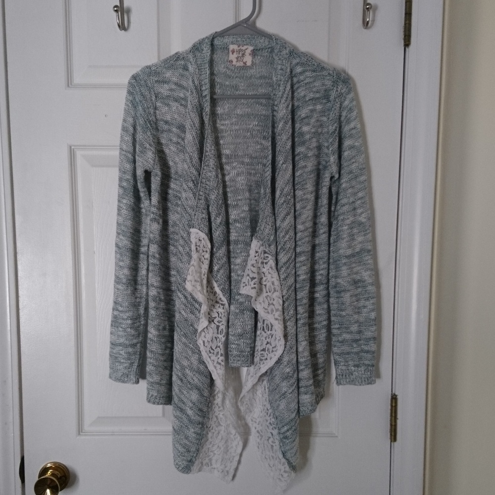 Open cardigan with lace detail